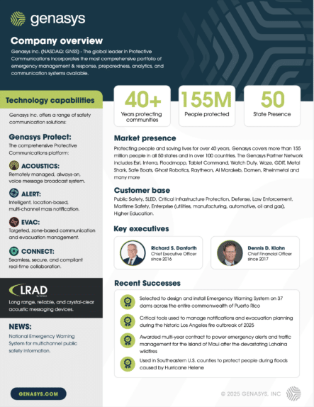 Genasys Corporate Fact Sheet