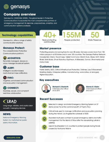 Genasys Corporate Fact Sheet