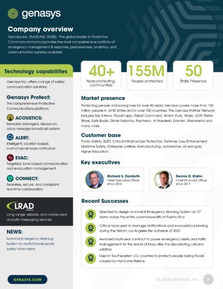 Genasys Corporate Fact Sheet