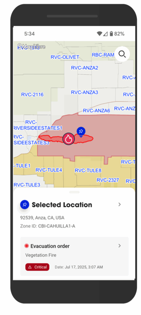 Showing the Genasys Protect mobile app on a phone