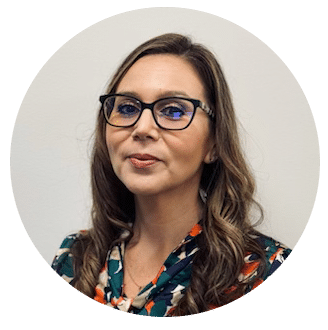 Circular framed headshot of CFO Cassandra Monteon