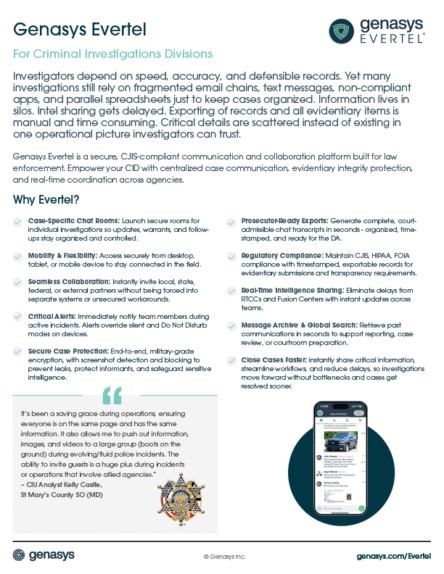 Genasys Evertel – Criminal Investigations Divisions