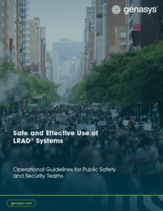Cover for Safe and Effective Use of LRAD Systems ebook which shows a crowd at an outdoors event on the streets in the city.